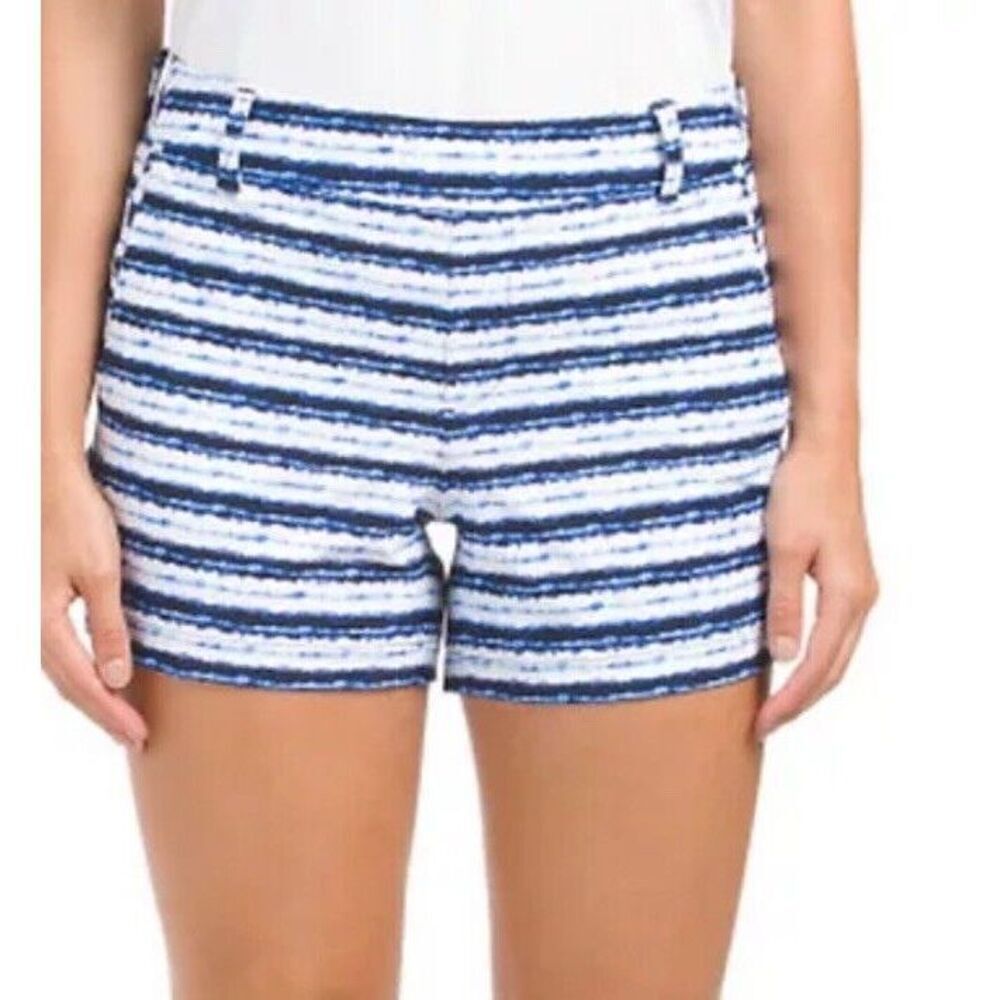 SPANX Women's Sunshine Shorts 6" Inseam Blue Painted Stripe Size XL